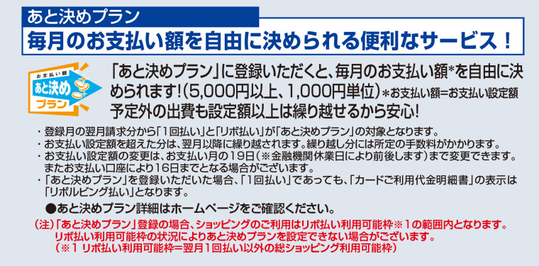 毎月のお支払い額を自由に決められるサービス